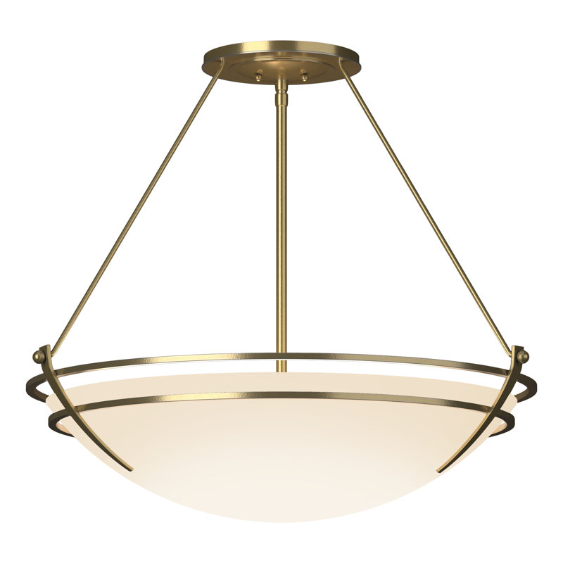 Plafonnier semi-encastré Presidio Tryne, Laiton moderne, H 16,8 po x l 18 po x P 18 po, Opale