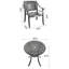 3-Piece Set Of Cast Aluminum Patio Furniture  With Black Frame and Red Seat Cushions