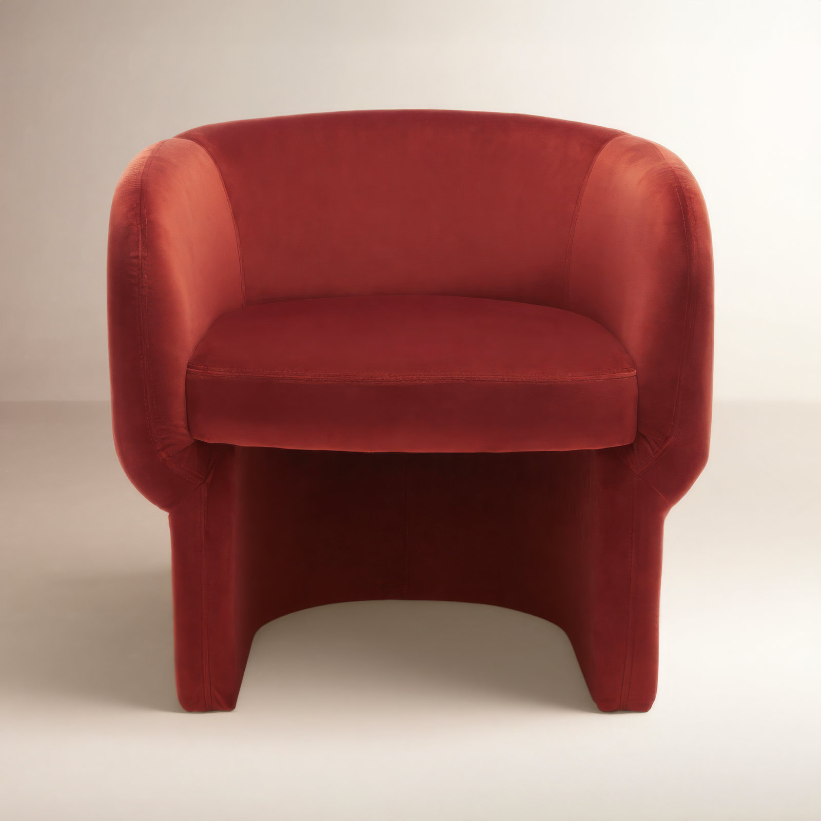 Cambry Upholstered Barrel Chair, Rust Velvet