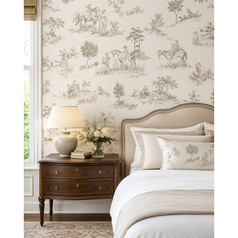 Swearingen De Jouy Stile 10'L x 24''W Peel and Stick Wallpaper Roll