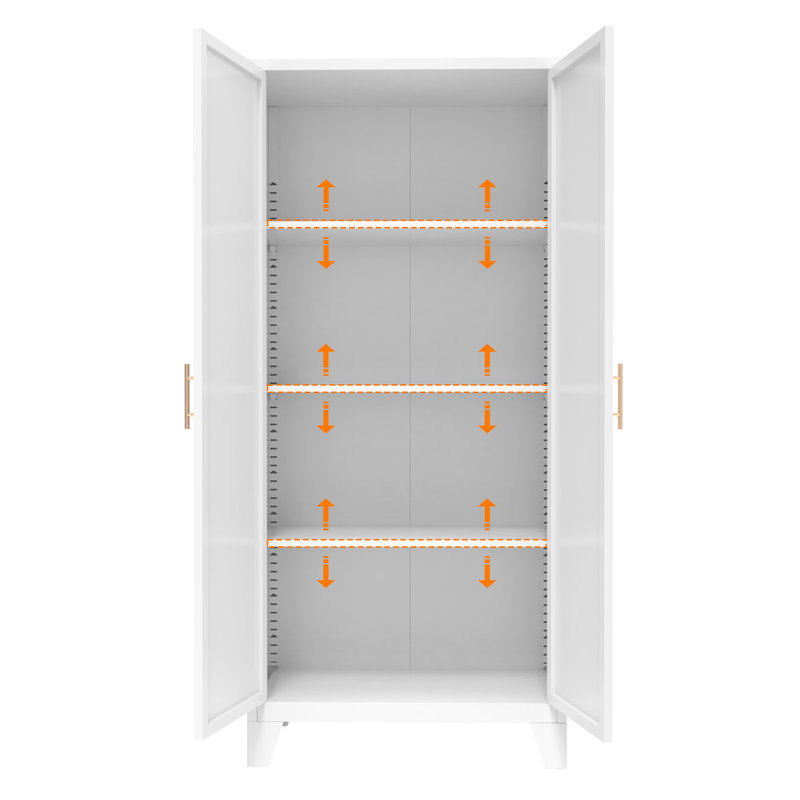 Durable Steel Storage Cabinet with Adjustable Shelves for Home and Office, White