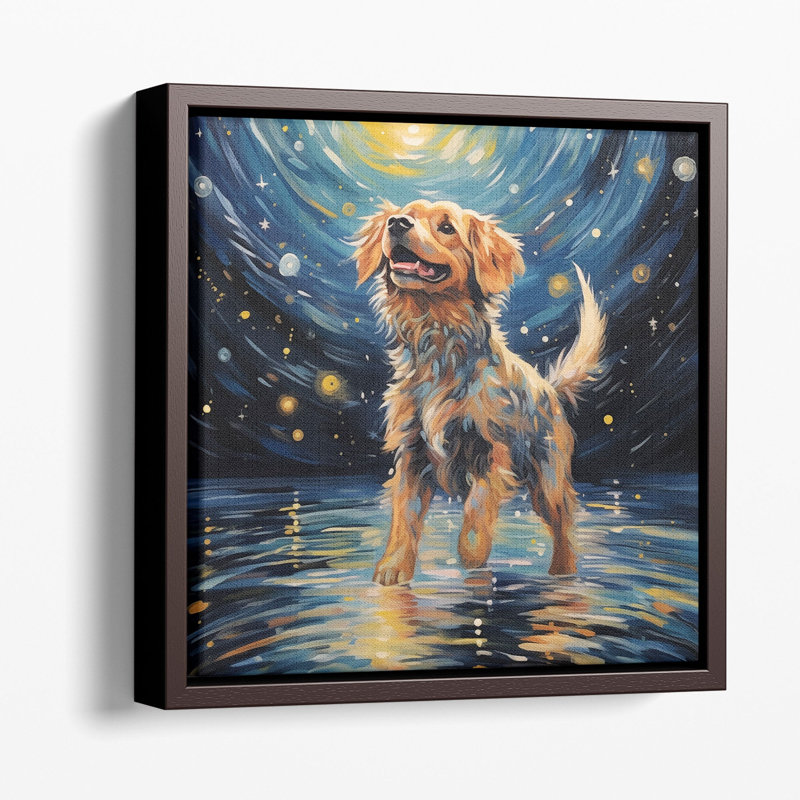 «Starry Night», impression de rêverie canine, Papier, H 20 po x l 20 po x P 1,25 po