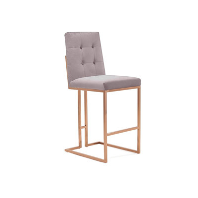 Cameron Upholstered Velvet Counter Stool with Stainless Steel Frame