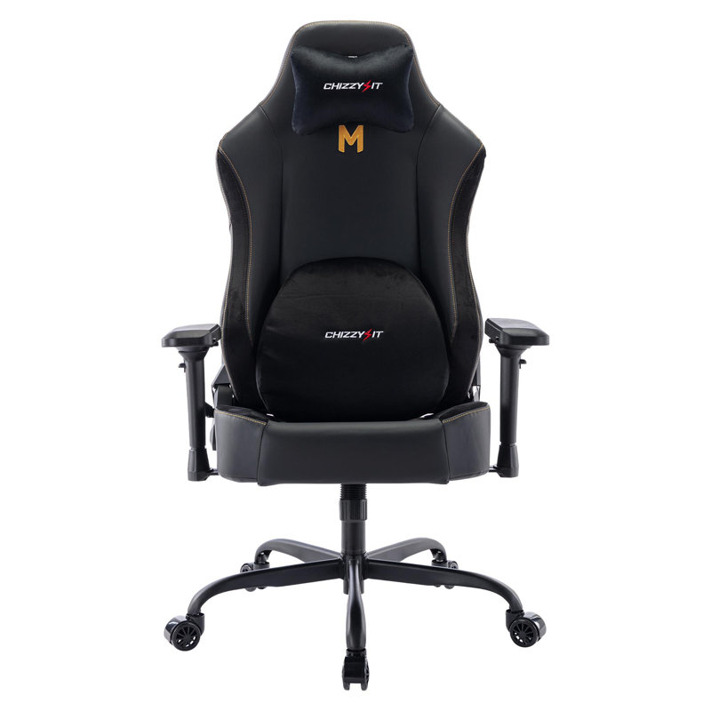 YC Creations Adjustable Armrest and Adjustable Headrest PC & Racing Game Chair in Black