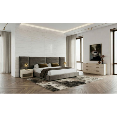 Breslow - Modern Dark Taupe Velvet Bed