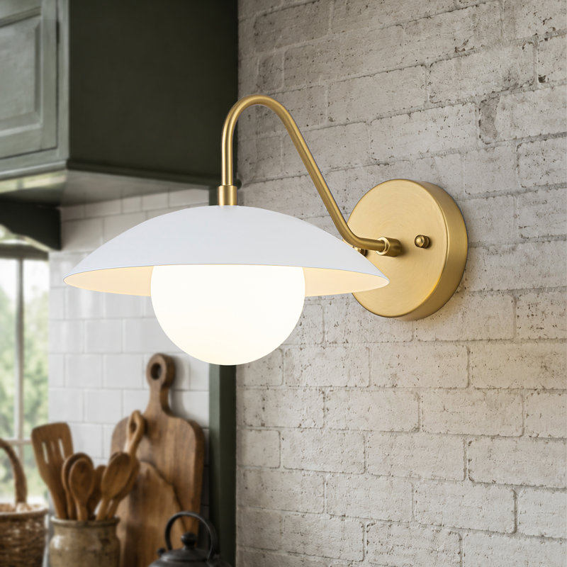 Dome Wall Sconce with Milk Glass Globe