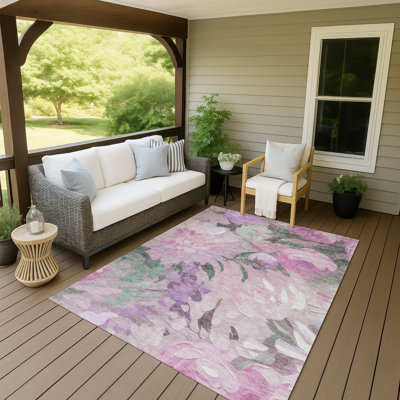 Machine Washable Indoor/Outdoor Huseby ACN2264 Floral Rug