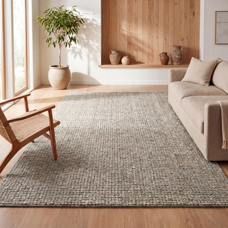 Tapis gris en jute tissé à la main Pata, Rectangle 3 pi x 5 pi