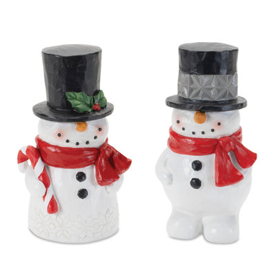 Figurine bonhomme de neige d'hiver (ensemble de 2)