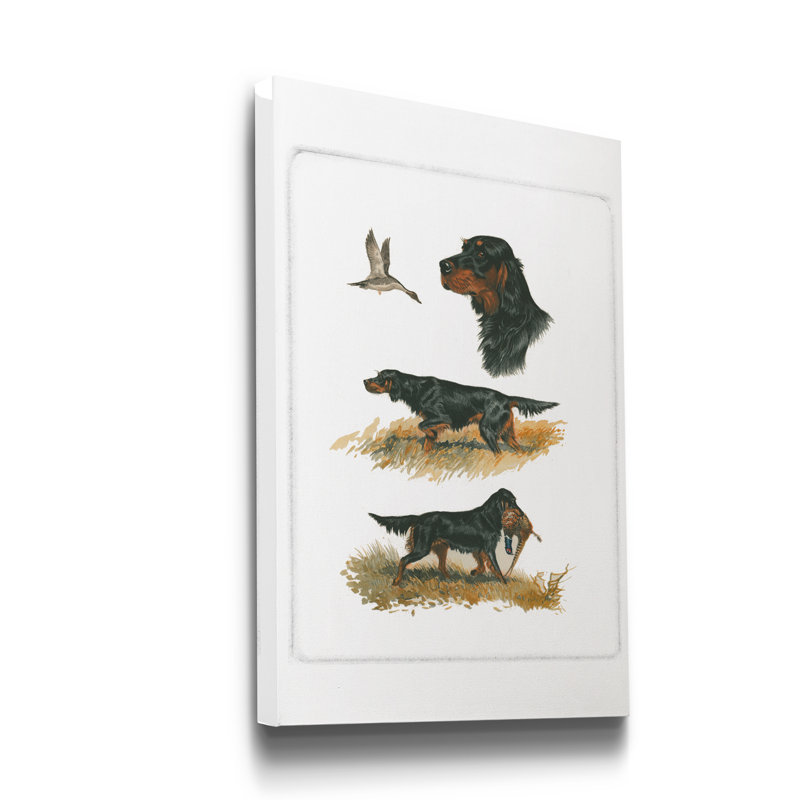 "Gordon Setter", reproduction d’art sur toile tendue, H 12 po x l 8 po x P 1 po