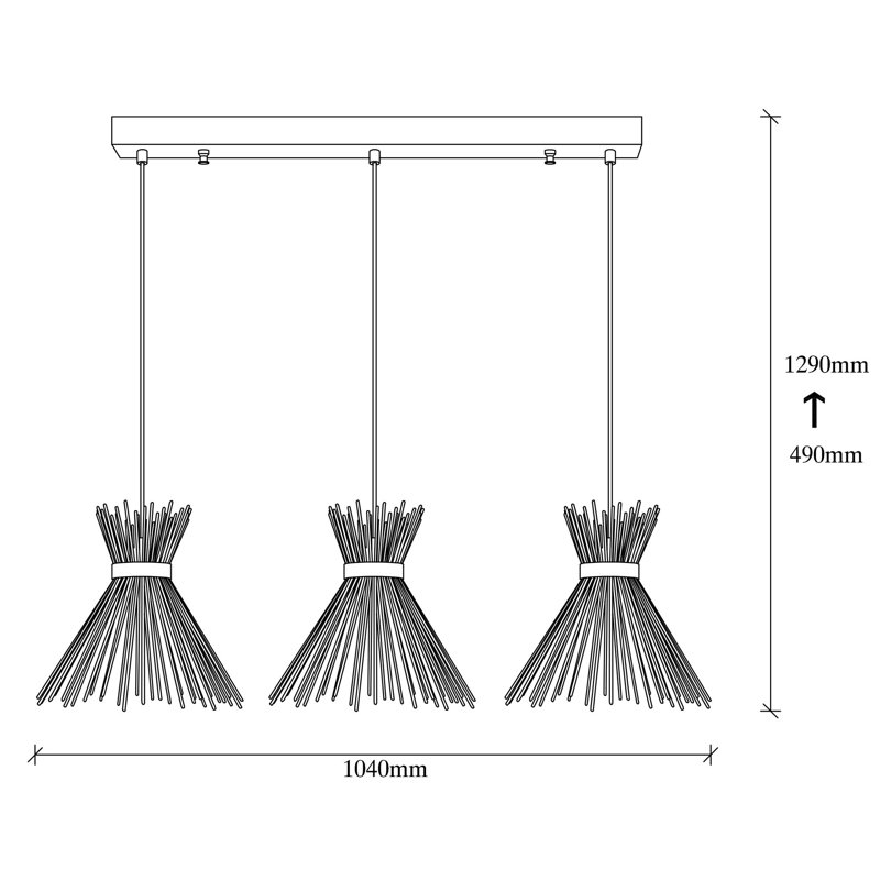 Luminaire suspendu pour îlot de cuisine 3 lumières Evesham