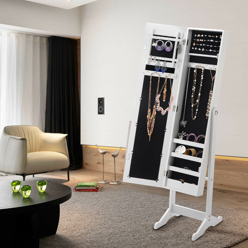 Armoire à bijoux avec miroir Berglund, blanc
