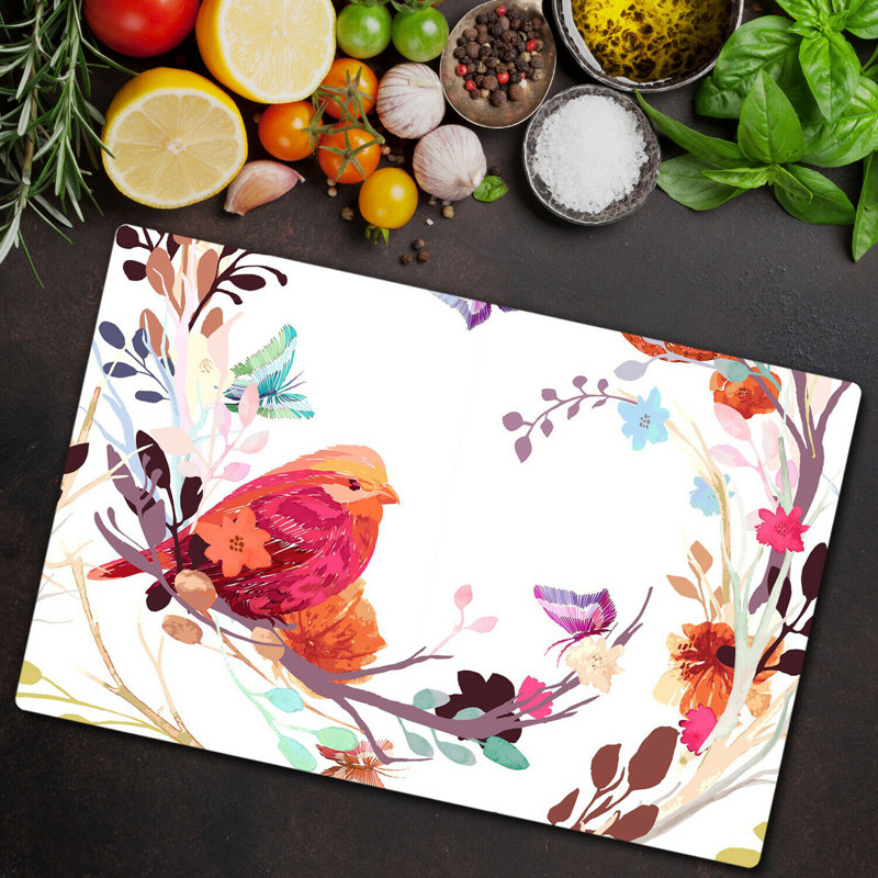 Reiser Tempered Glass Bird Butterfly Chopping Board, 52cm x 60cm