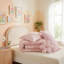 Ensemble d'édredon en chenille touffeté à motif floral rose, ensemble de literie pour lit double / grand réversible 4 pièces avec coussin décoratif floral, antimicrobien