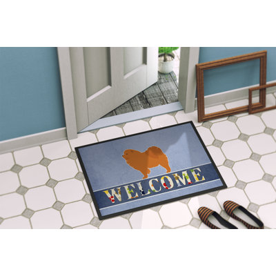 Chow chow welcome 27 po x 18 po tapis de porte extérieur antidérapant