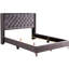 Grand lit rembourré gris pour un plaisir quotidien - structure de H 50 po x l 66 po x P 86 po et tête de lit rembourrée en velours et rembourrage en mousse