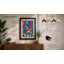 Koi in Blue Grid Mid-Century 1 Piece Single Picture Frame Wall Art-136582803-136582804