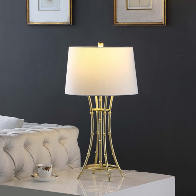 Lendsey 29" Bamboo Design Table Lamp With Off White Drum Shade