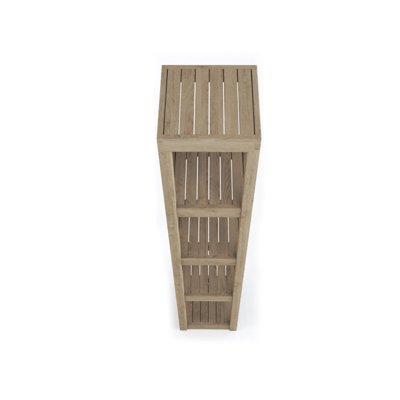 Support de salle de bain carré en teck à cinq niveaux Sula Mist-Shield