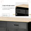 Chariot pour îlot de cuisine en bois massif de couleur noire, armoire à 4 portes, 2 tiroirs, porte-serviettes et support mobile mobile verrouillable réglable avec surface, mobile-121076818