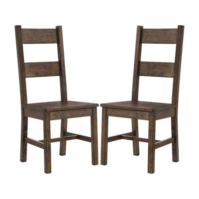 Ensemble de 2 chaises rustiques à dossier en échelle brun doré rustique