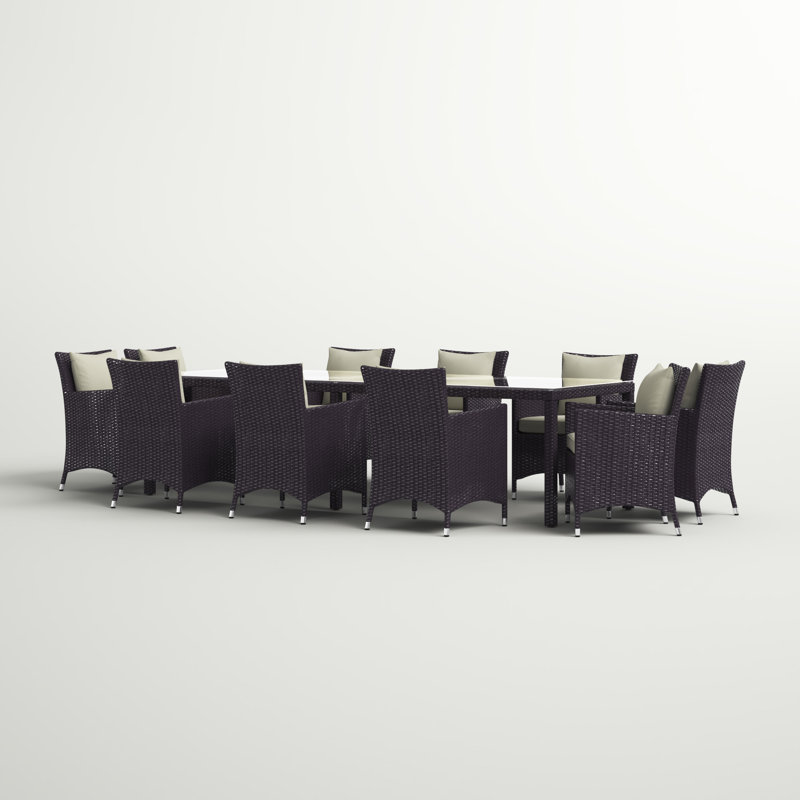 Modway Convene 11 Piece Dining Set, Beige, 114" L x 39.5" W
