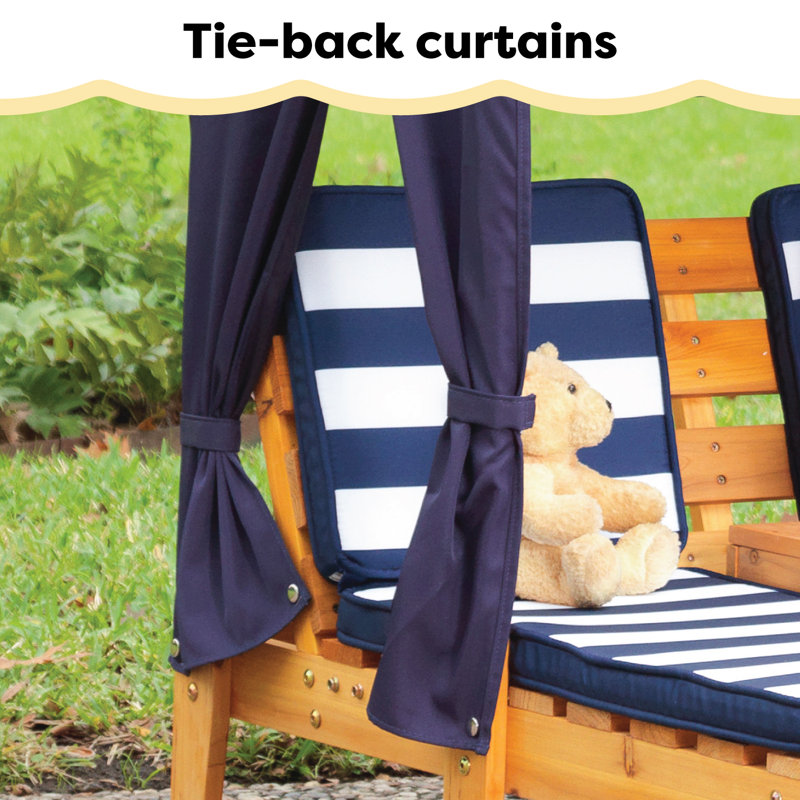 KidKraft Kids' Wooden Outdoor Double Chaise Lounger with Cup