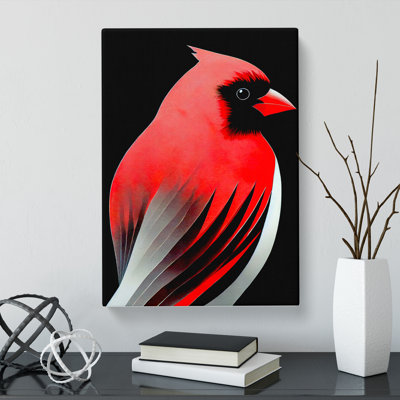 Cardinal Bird Abstract - Wrapped Canvas