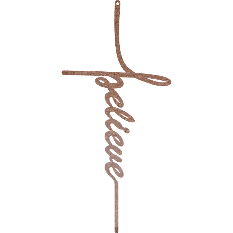 Believe Cross Wall Décor, Copper, 23" H x 10.9" W x 0.06" D