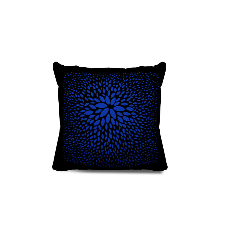 Coussin décoratif réversible en polyester filé Bavière, Bleu marine/noir, H 17 po x l 17 po