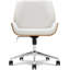Chaise de bureau Elle Decor Ophelia, dossier et siège courbés courbés, base pivotante chromée, tissu-836114219