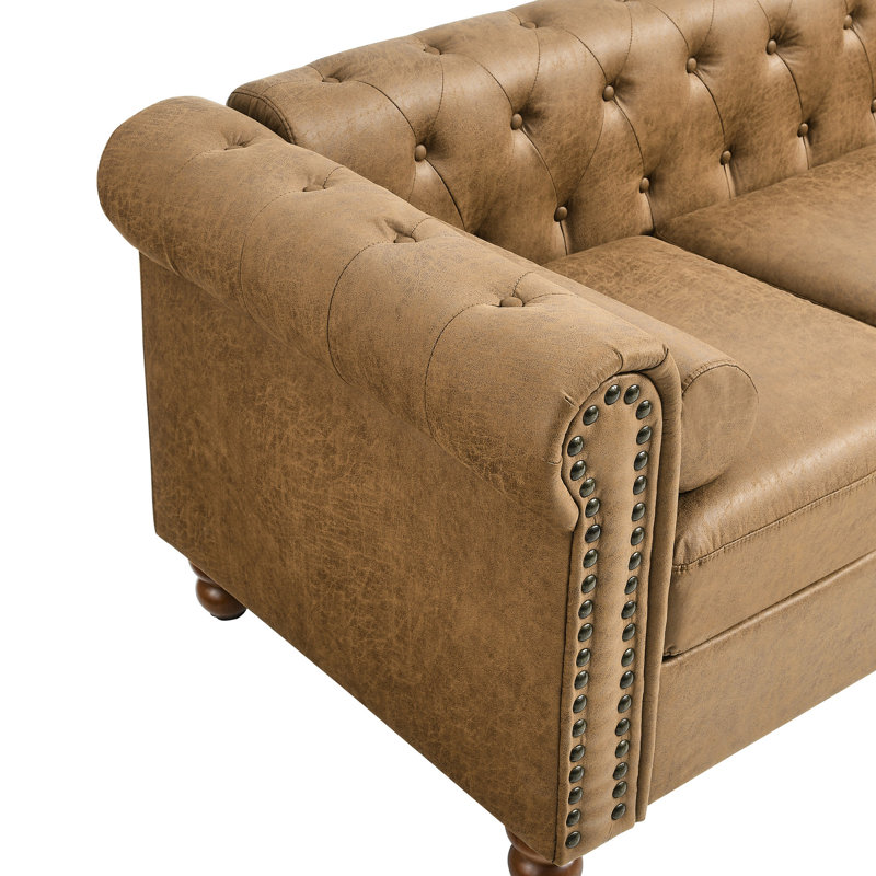 Classique avec siège mi-doux - tissu brun et dossier en bois avec coussin de dossier et accoudoirs carrés haute technologie