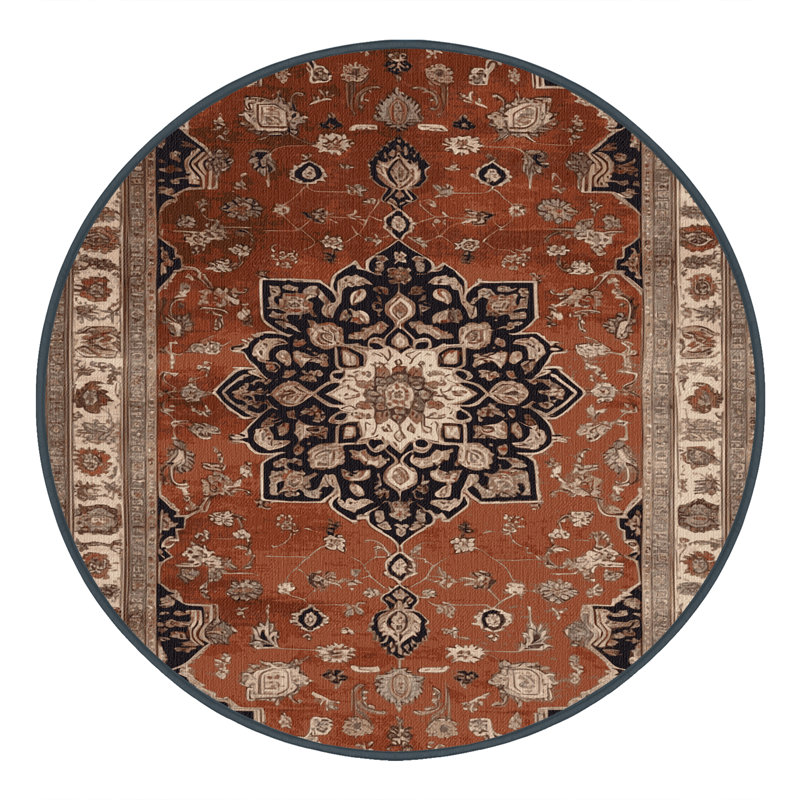 Tapis brun lavable à la machine, Rond 7 pi