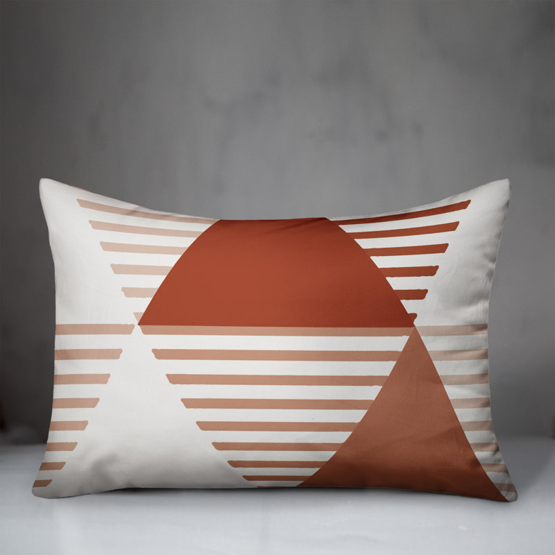  Coussin intérieur / extérieur géométrique, Orange / Rouge