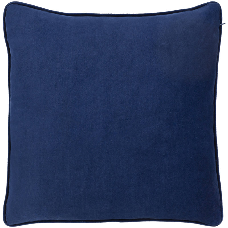 Navy Cotton Square Accent Pillow with Down Fill