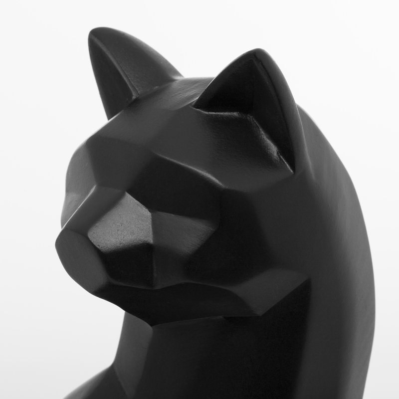 Figurine en forme de chat noir à facettes (9,5 pouces) Bostobrick, Noir