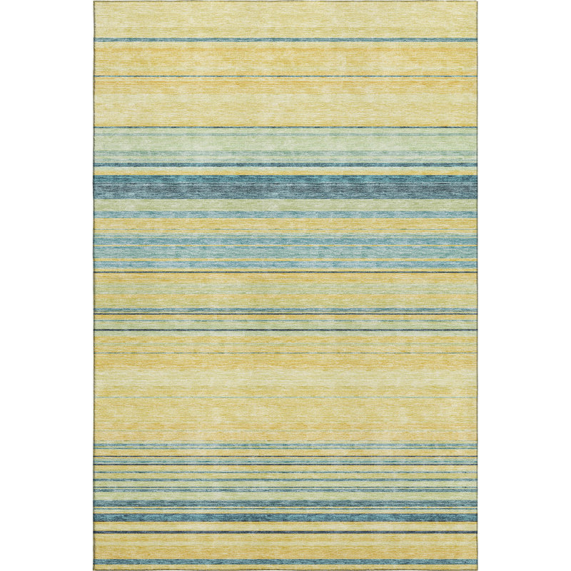Premium Machine Washable Prisco Yellow Rug, Rectangle 9' x 12'