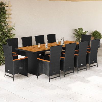  Garden Dining Set Black, Cream White