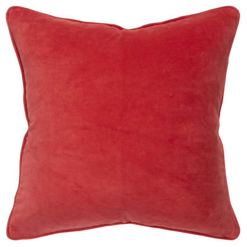 Medium Ruby Cotton Velvet Square Throw Pillow