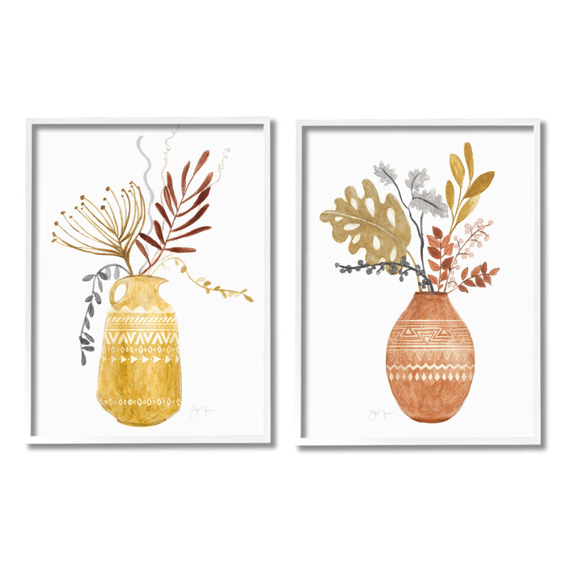 Arrangement botanique boho fleurs sauvages Vase à motifs aztèques Tava Studios, H 24 po x l 30 po