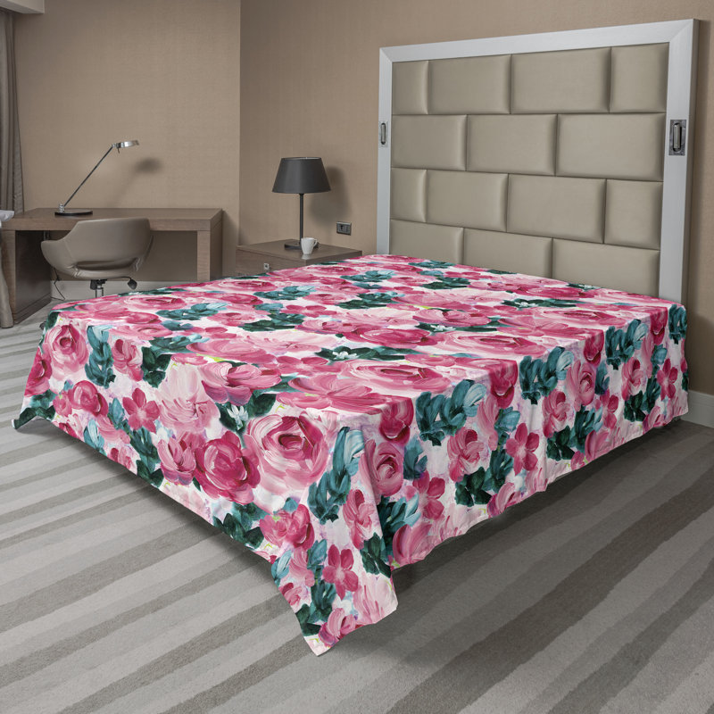 Drap-housse Ambesonne Roses Avant Garde Roses Blooming Magenta Forest Green Rose