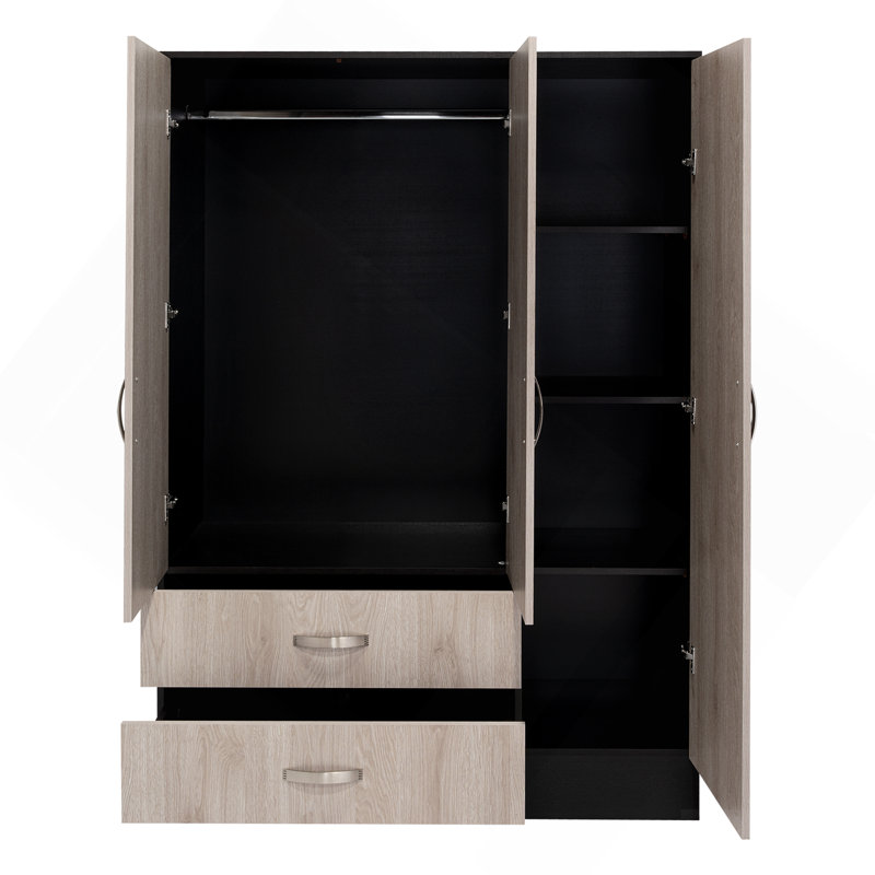 Armoire à miroir en miroir, chambre à coucher, noir / gris clair