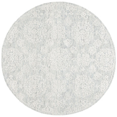 Ranner Ebony Hand Tufted Wool Cotton Floral Rug in Ivory/Light Gray/Gray