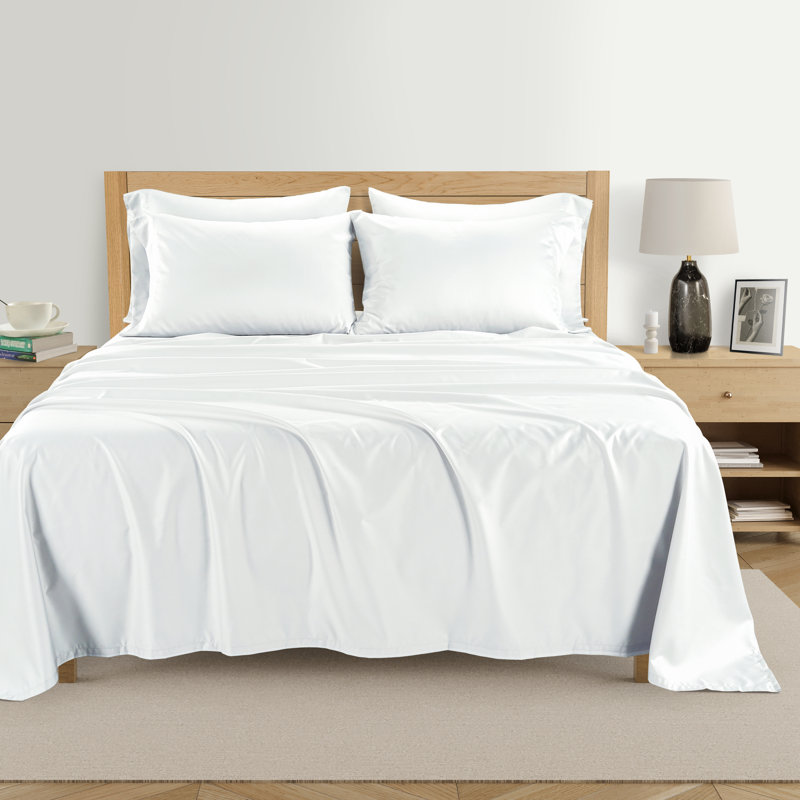 Ensemble de draps 6 pièces Kathy Ireland, Ensemble de draps pour grand lit, Blanc Arctique