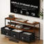 TV Stand Cabinet with 3 Foldable Drawers - Rustic Brown