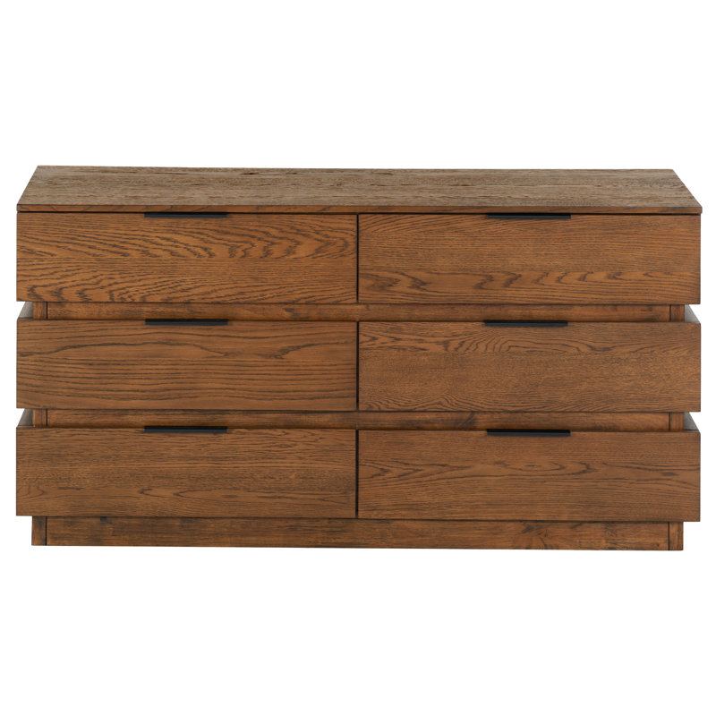 Titus 6 Drawer Stacked Dresser, Medium Oak