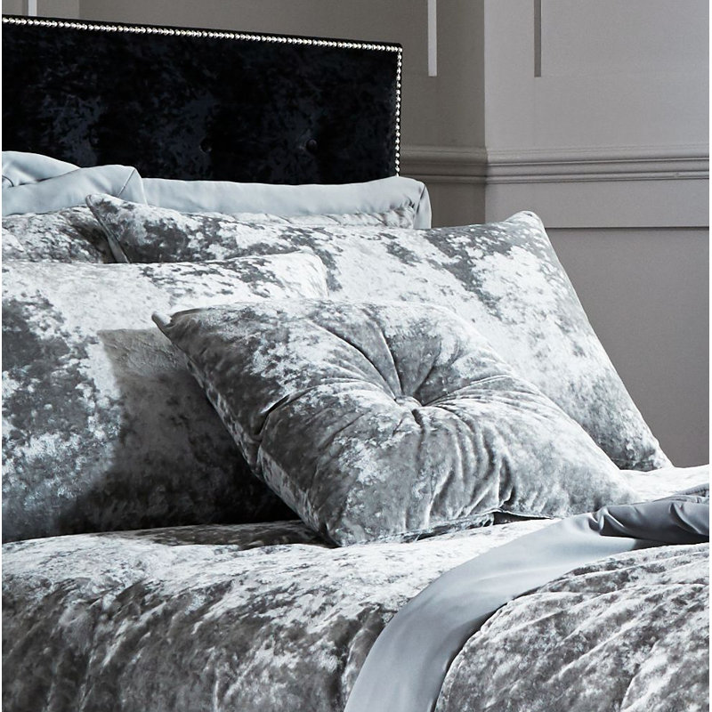 Crushed Velvet Cushion with Filling, Natural, Square 45cm
