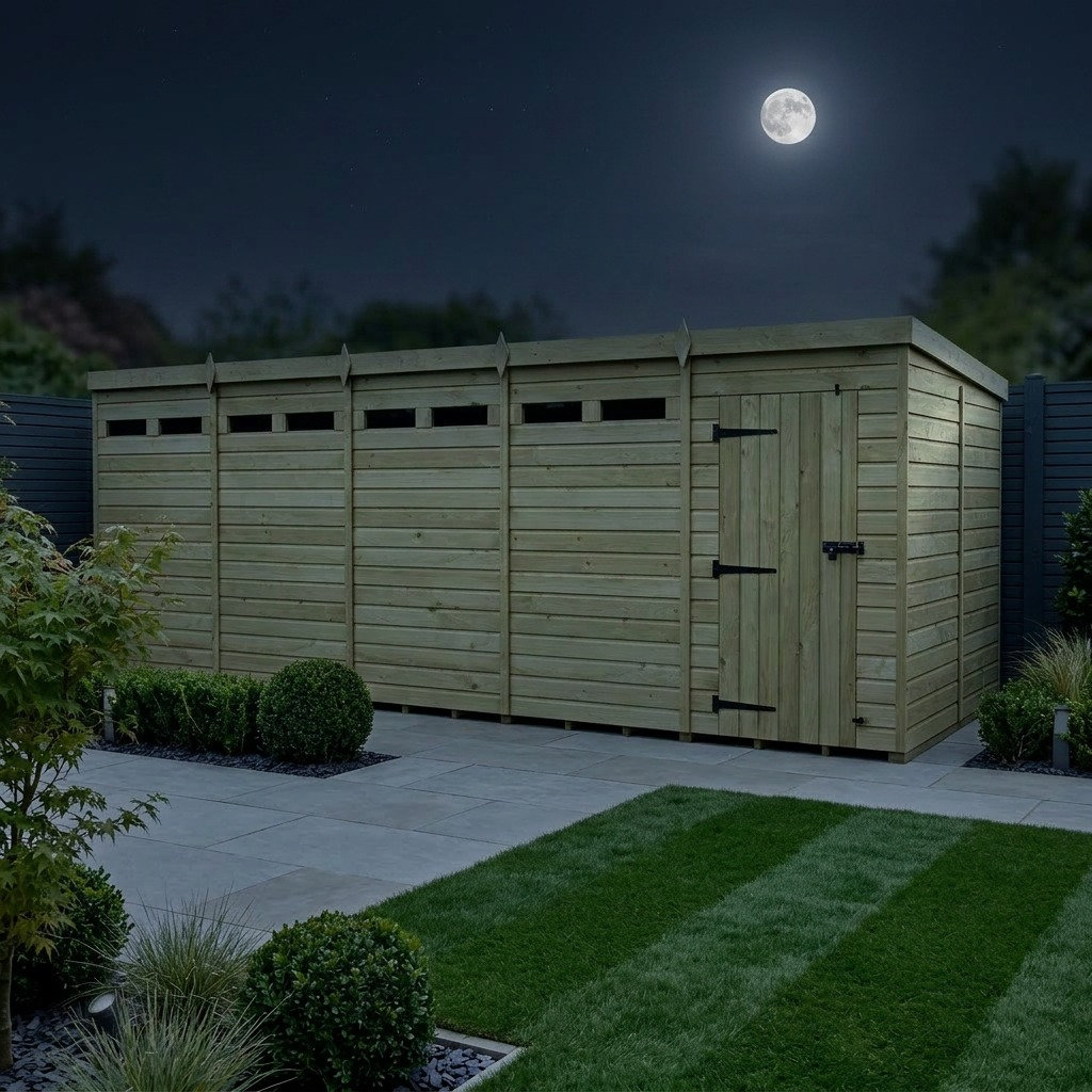 Total Sheds 20ft x 8ft Security Pent Shed - Heavy-Duty Hasp Staple Anti-Tamper - Pressure Treated Timber - UK Manufactured