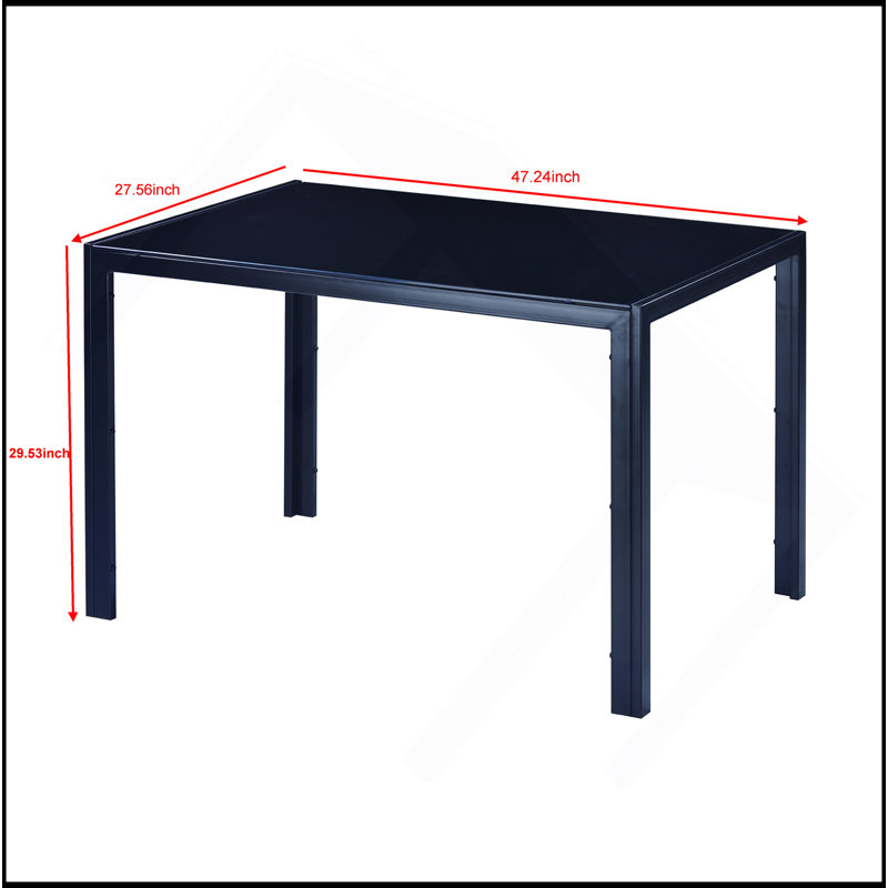 Table de salle à manger moderne avec plateau en verre et pieds en métal robustes, polyvalente pour la cuisine et le salon