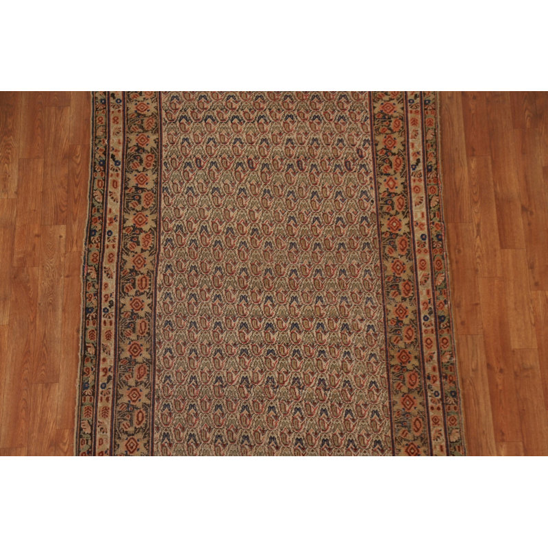 Tapis unique en laine noué à la main avant 1900 de 4 pi x 6 pi 1 po Abbie-Marie